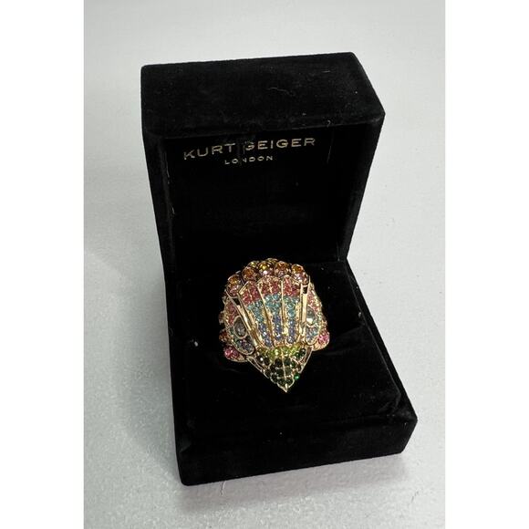 Kurt Geiger Jewelry - Kurt Geiger Eagle Crystal Brass Ring Multicolor Rainbow Size 9 New